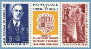 ANDORRA (FR) 1972 M245-6** De Gaulle 2 kpl