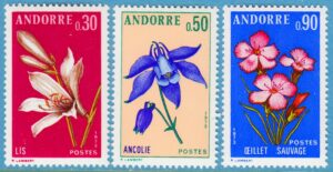 ANDORRA (FR) 1973 M250-2** blommor 3 kpl