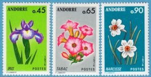ANDORRA (FR) 1974 M255-7** blommor 3 kpl