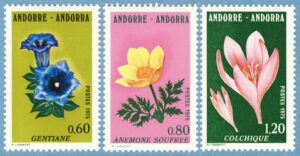 ANDORRA (FR) 1975 M266-8** blommor 3 kpl