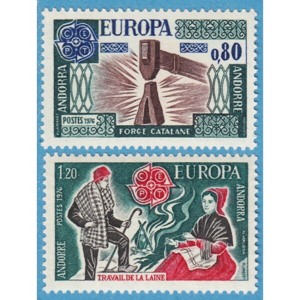 ANDORRA (FR) 1976 M274-5** Europa Cept - konsthantverk 2 kpl