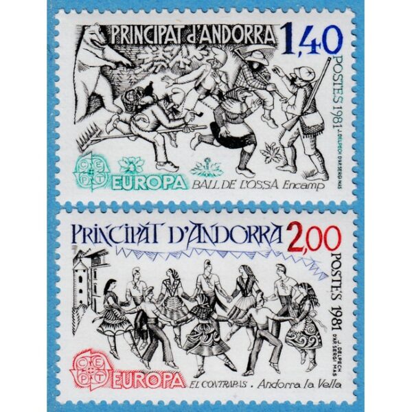 ANDORRA (FR) 1981 M313-4** Europa Cept - dans 2 kpl