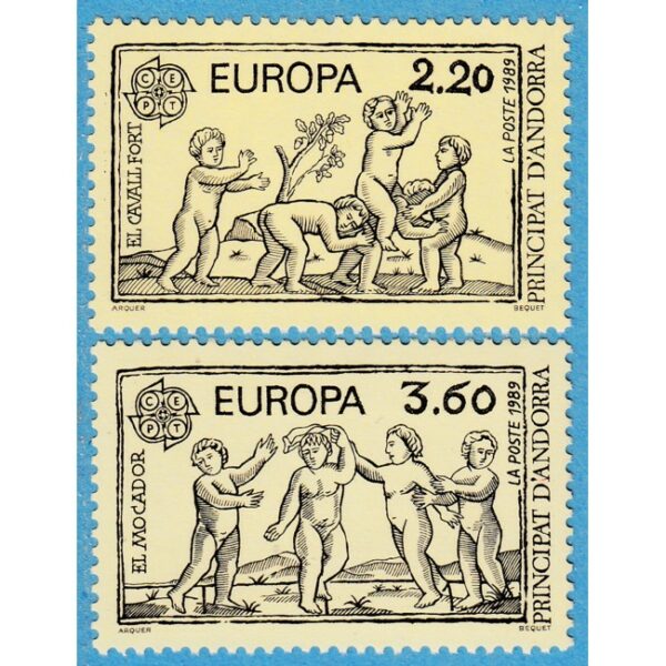ANDORRA (FR) 1989 M399-400** Europa Cept - lekar 2 kpl