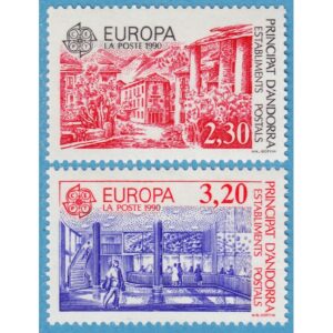 ANDORRA (FR) 1990 M409-10** Europa Cept – postbyggnader 2 kpl