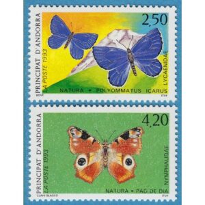 ANDORRA (FR) 1993 M453-4** fjärilar 2 kpl