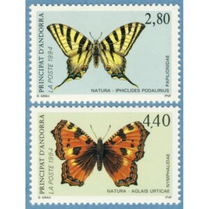 ANDORRA (FR) 1994 M472-3** fjärilar 2 kpl
