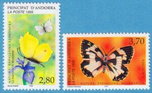 ANDORRA (FR) 1995 M483-4** fjärilar 2 kpl