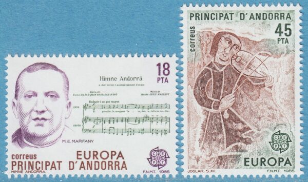 ANDORRA (SP) 1985 M181-2** Europa Cept - musik - fresk 2 kpl