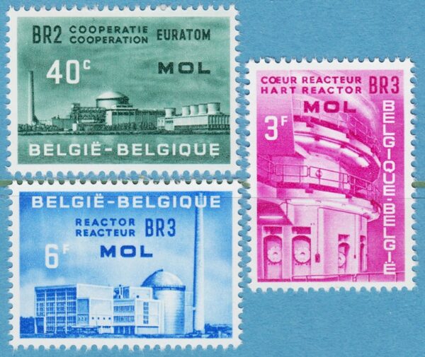 BELGIEN 1961 M1255-7** kärnreaktor - forskningsanläggning i Mol 3 kpl