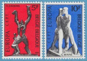 BELGIEN 1974 M1766-7** Europa Cept – skulpturer av Ossip Zadkine – Georges Minne .