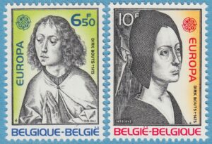 BELGIEN 1975 M1818-9** Europa Cept – konst av Dirk Bouts 2 kpl