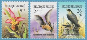 BELGIEN 1987 M2296-8** orkidé – fladdermus – pilgrimsfalk 3 kpl