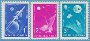 BULGARIEN 1963 M1388-90** rymd 3 kpl