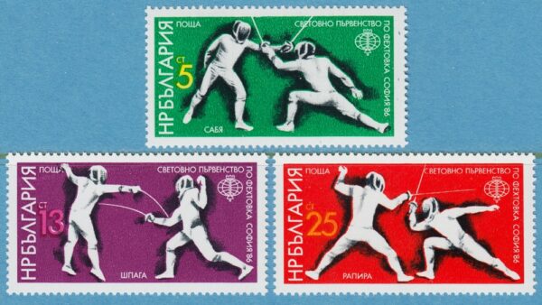 BULGARIEN 1986 M3486-8** VM fäktning 3 kpl