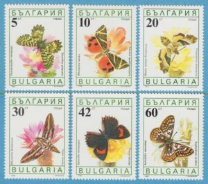BULGARIEN 1990 M3852-7** fjärilar 6 kpl