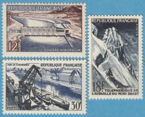 FRANKRIKE 1956 M1106-8** vattenkraft – linbana – hamn 3 kpl (12F snedcentrerad)