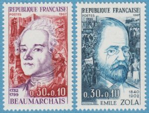FRANKRIKE 1967 M1571-2** Beaumarchais – Zola 2 kpl
