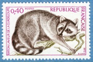 FRANKRIKE 1973 M1843** tvättbjörn från Guadeloupe 1 kpl