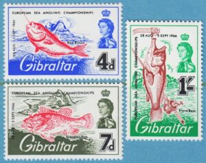 GIBRALTAR 1966 M179-81** sportfiske 3 kpl