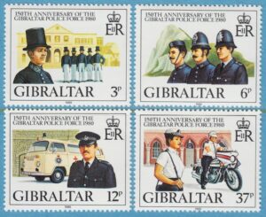 GIBRALTAR 1980 M401-4** polisen 4 kpl