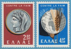 GREKLAND 1963 M800-1** kampen mot hunger/mynt 2 kpl