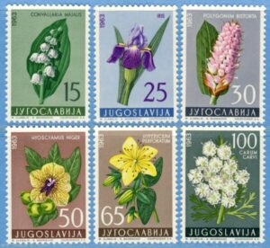 JUGOSLAVIEN 1963 M1034-9** blommor 6 kpl