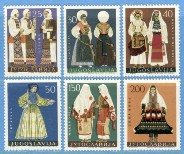 JUGOSLAVIEN 1964 M1085-90** folkdräkter 6 kpl