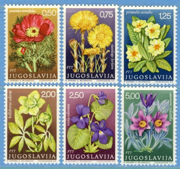 JUGOSLAVIEN 1969 M1330-5** blommor 6 kpl