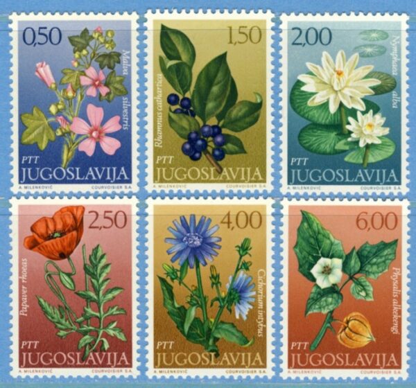 JUGOSLAVIEN 1971 M1420-5** blommor 6 kpl