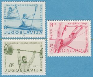 JUGOSLAVIEN 1982 M1935-7** kajak – tyngdlyftning – gymnastik 3 kpl