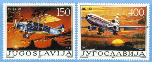 JUGOSLAVIEN 1987 M2213-4** flyg 2 kpl