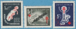 JUGOSLAVIEN 1948 M536-8** tuberkulosbekämpning 3 kpl