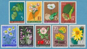 JUGOSLAVIEN 1955 M765-73** blommor  9 kpl