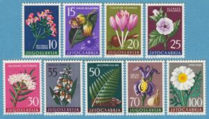 JUGOSLAVIEN 1957 M812-20** blommor 9 kpl