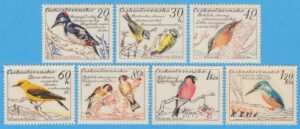 TJECKOSLOVAKIEN 1959 M1163-9** fåglar 7 kpl
