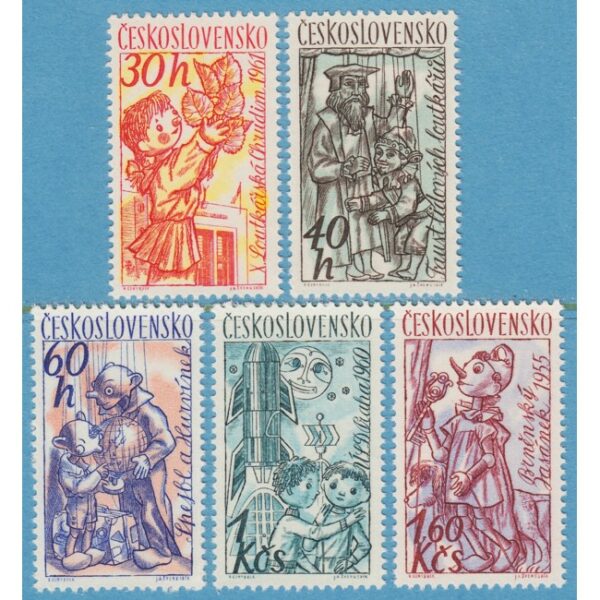 TJECKOSLOVAKIEN 1961 M1275-9** marionettdockor 5 kpl