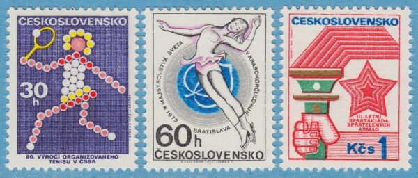 TJECKOSLOVAKIEN 1973 M2121-3** tennis konståkning spartakiad 3 kpl