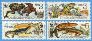 TJECKOSLOVAKIEN 1989 M3007-10** grodor ödlor WWF 4 kpl