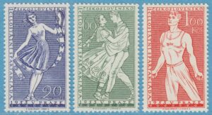 TJECKOSLOVAKIEN 1955 M917-9** folkdans gymnastik 3 kpl