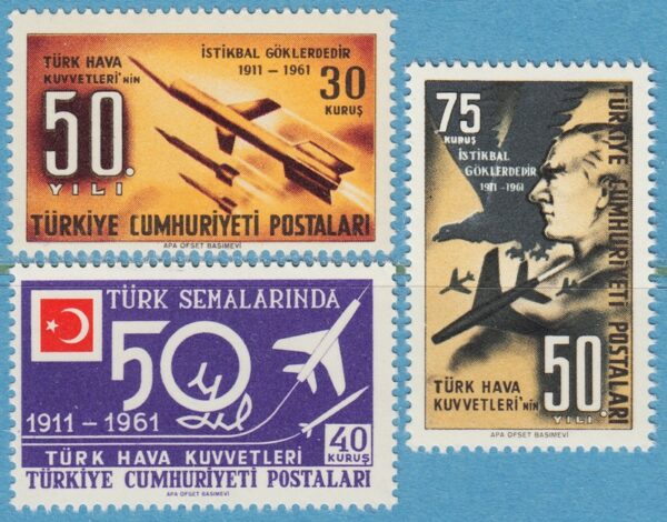 TURKIET 1961 M1807-9** flygvapnet 3 kpl