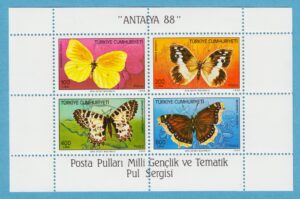 TURKIET 1988 M2833-6 BL26** fjärilar 4 kpl