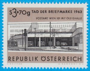 ÖSTERRIKE 1963 M1144** postkontoret Wien 101 med järnväg 1 kpl