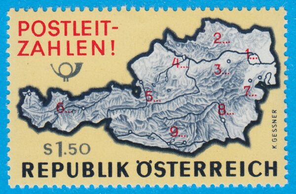 ÖSTERRIKE 1966 M1201** postnummerkarta 1 kpl