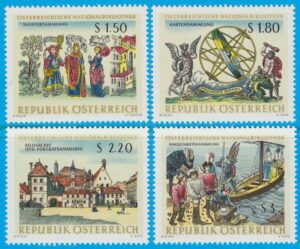 ÖSTERRIKE 1966 M1218-21** nationalbibliotek 4 kpl