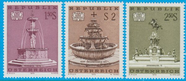 ÖSTERRIKE 1972 M1382-4** fontäner 3 kpl