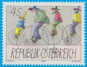 ÖSTERRIKE 1985 M1829** konst: Paul Flora – cyklar 1 kpl