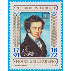ÖSTERRIKE 1991 M2013** Franz Grillparzer – författare 1 kpl