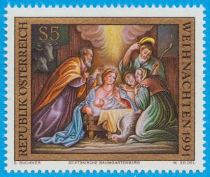 ÖSTERRIKE 1991 M2046** Kristi födelse – fresk i kyrkan Baumgartenberg 1 kpl