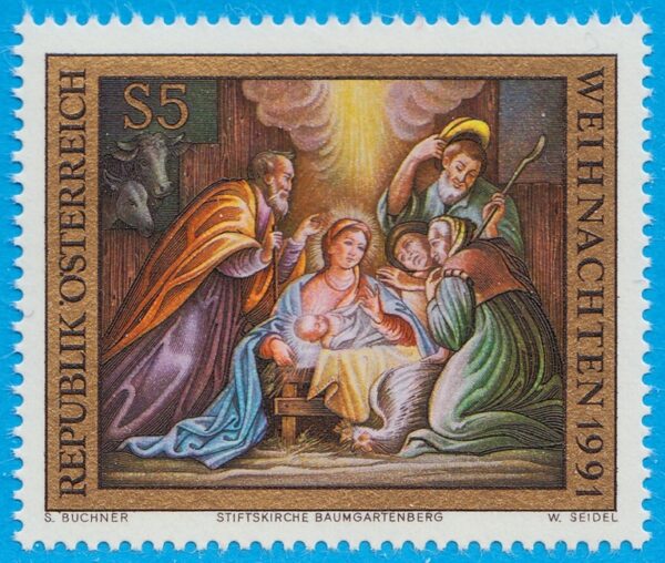 ÖSTERRIKE 1991 M2046** Kristi födelse - fresk i kyrkan Baumgartenberg 1 kpl