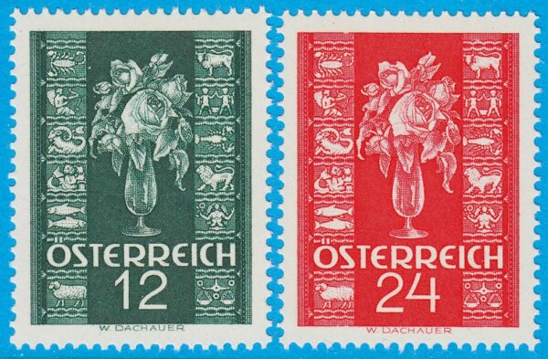 ÖSTERRIKE 1937 M658-9** rosor - stjärnbilder 2 kpl
